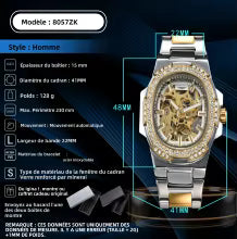 LONGLUX Men's Automatic Skeleton Watch – Luxury Stainless Steel Mechanical Watch, Waterproof Design