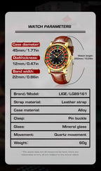 LIGE Men’s Luxury Roulette Dial Quartz Watch – Waterproof, Luminous & Stylish Design