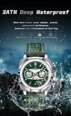 POEDAGAR Men’s Quartz Watch – Chronograph, Date Display, Leather Strap, Luminous Dial & Water Resistant