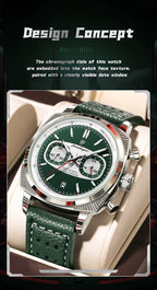 POEDAGAR Men’s Quartz Watch – Chronograph, Date Display, Leather Strap, Luminous Dial & Water Resistant