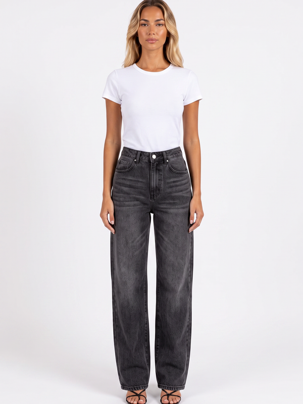 Retro High-Waist Straight Baggy Jeans