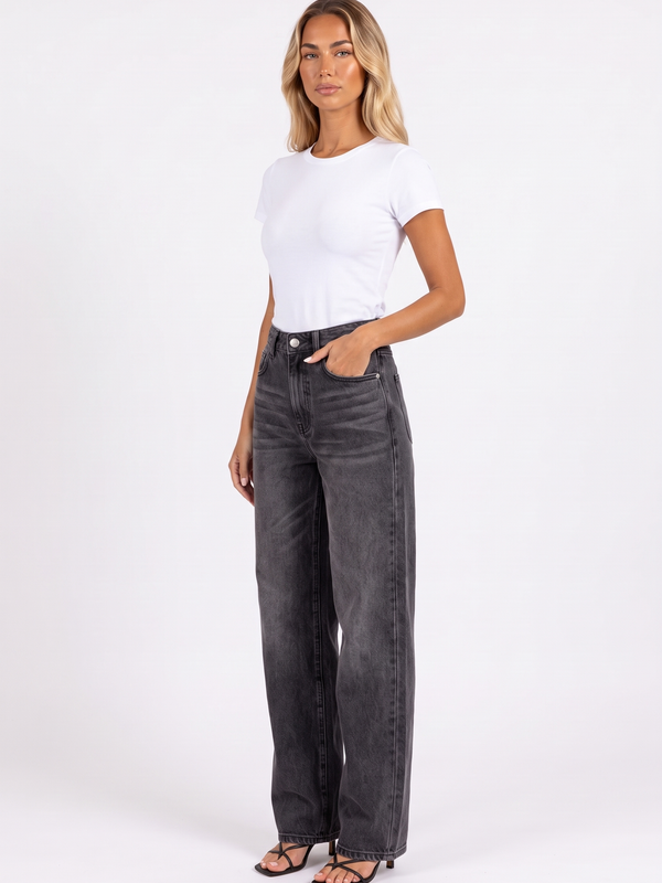 Retro High-Waist Straight Baggy Jeans