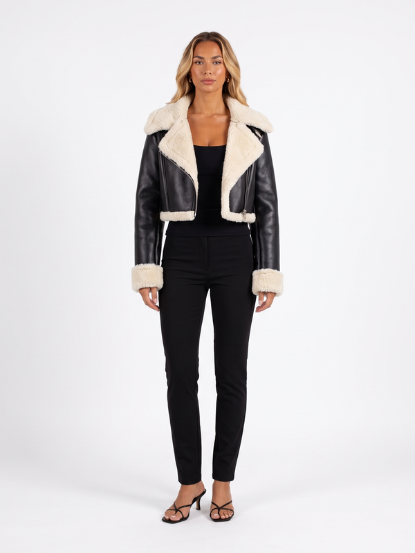 Faux Leather Cropped Zip Jacket