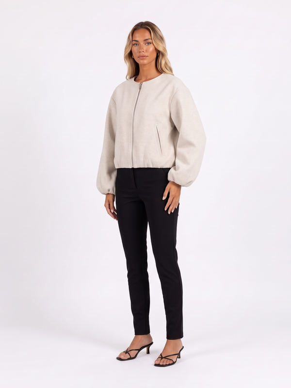 Cropped Zip-Up Bomber Jacket