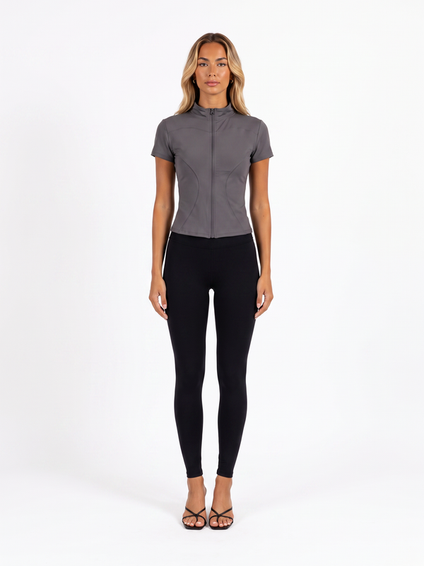 Centre-Zip Short-Sleeve Athletic Top