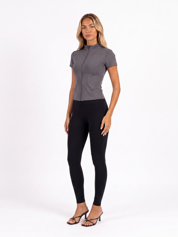 Centre-Zip Short-Sleeve Athletic Top
