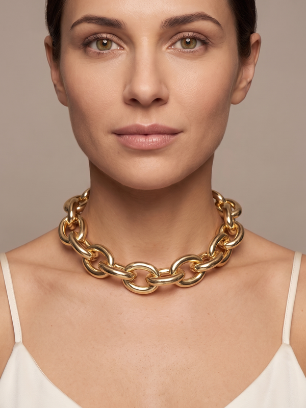 Thick-Edge Cuban Chain Collar Necklace